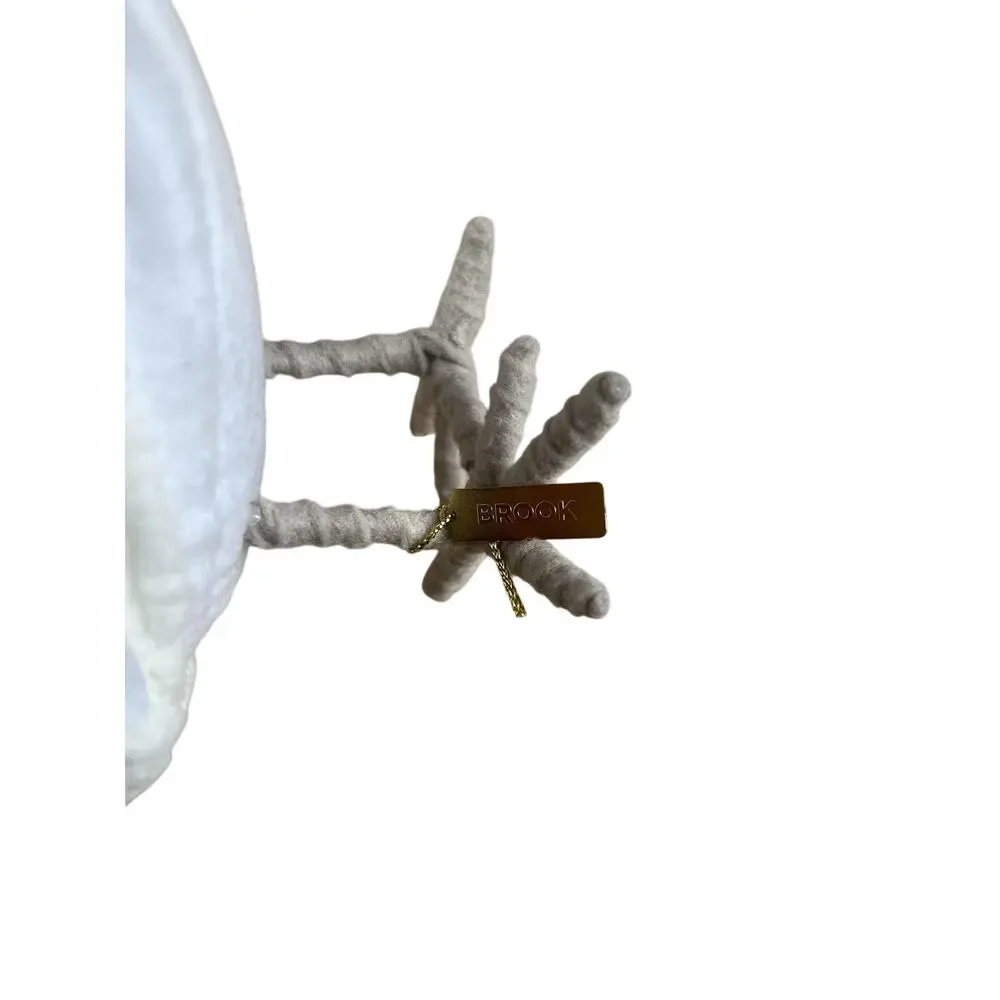 Brook White Felt Plush Bird Tabletop Decoration With Hat Scarf BROOK Tag